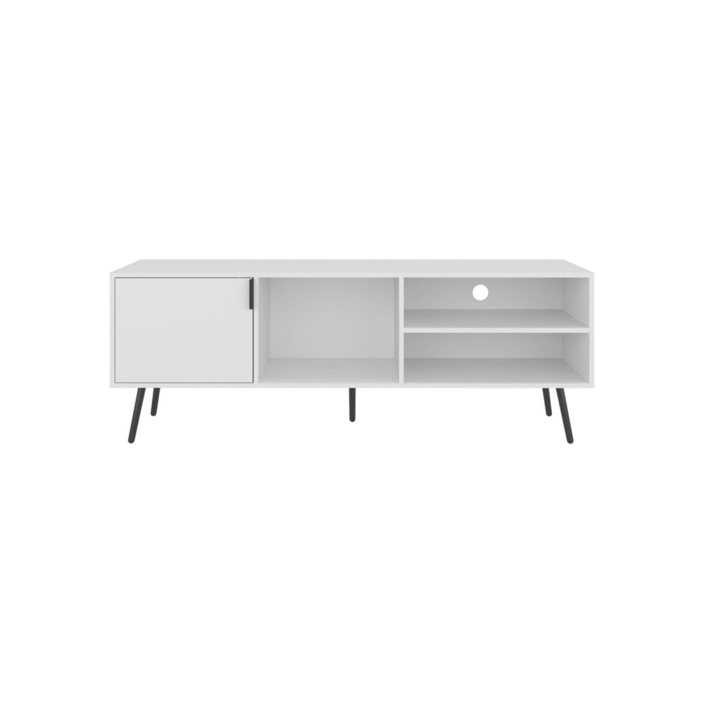 White Wood Enclosed and Open Storage Entertainment Center - 63-inch