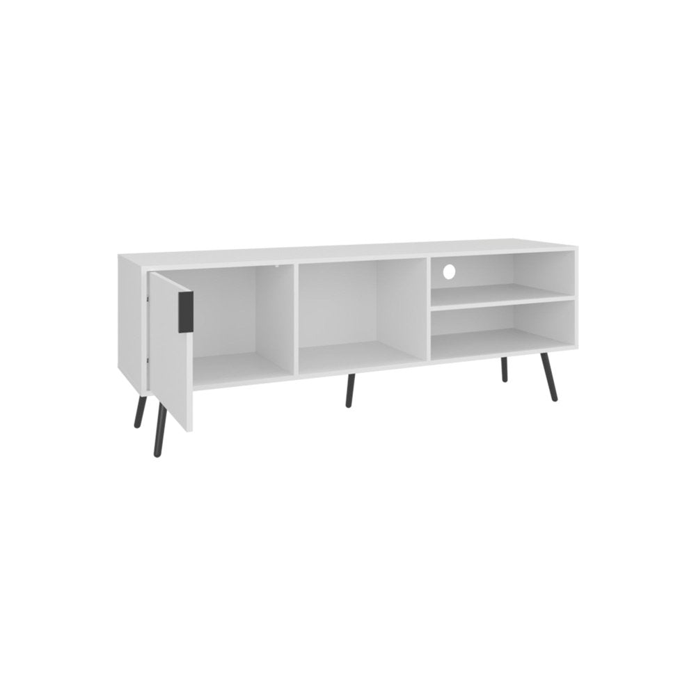 White Wood Enclosed and Open Storage Entertainment Center - 63-inch