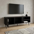 Black Wood Enclosed and Open Storage Entertainment Center - 63-inch