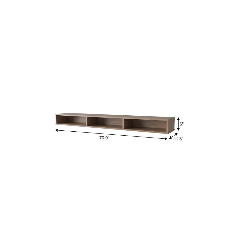 Beige Wood Enclosed and Open Storage Entertainment Center - 71-inch