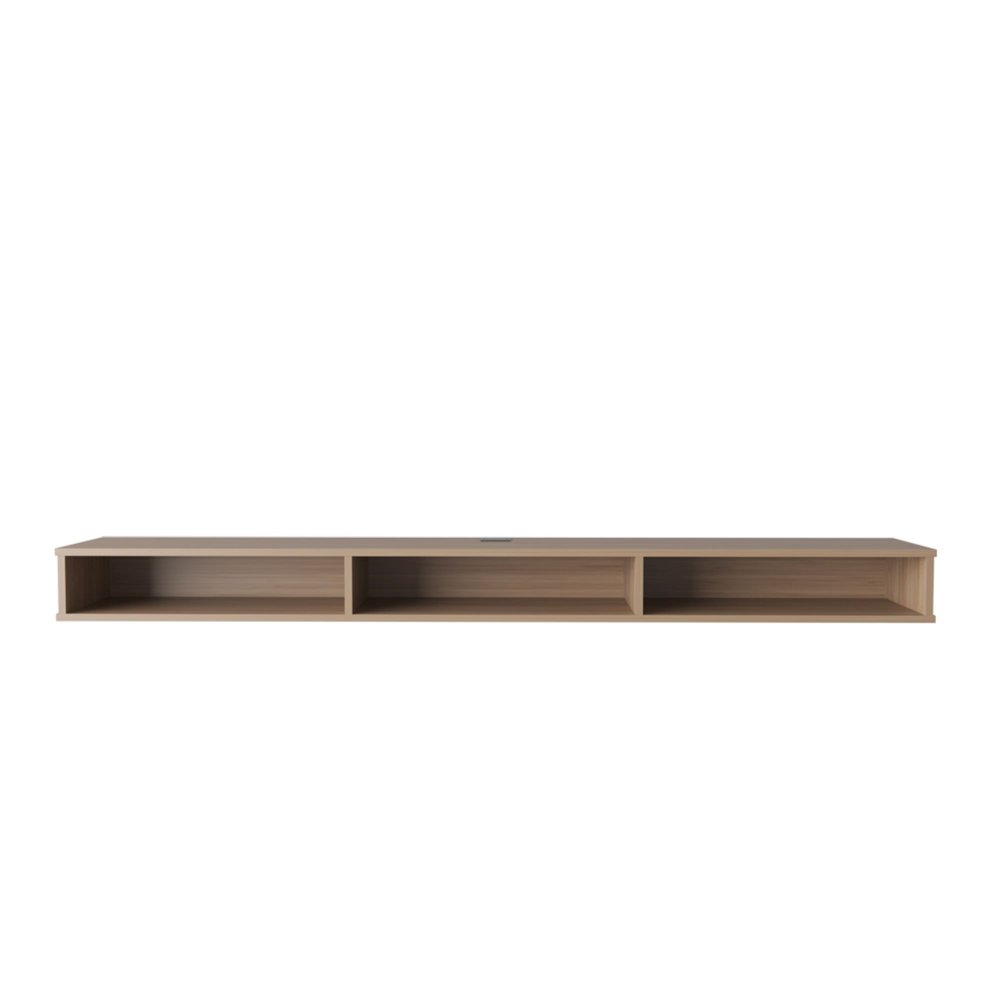 Beige Wood Enclosed and Open Storage Entertainment Center - 71-inch