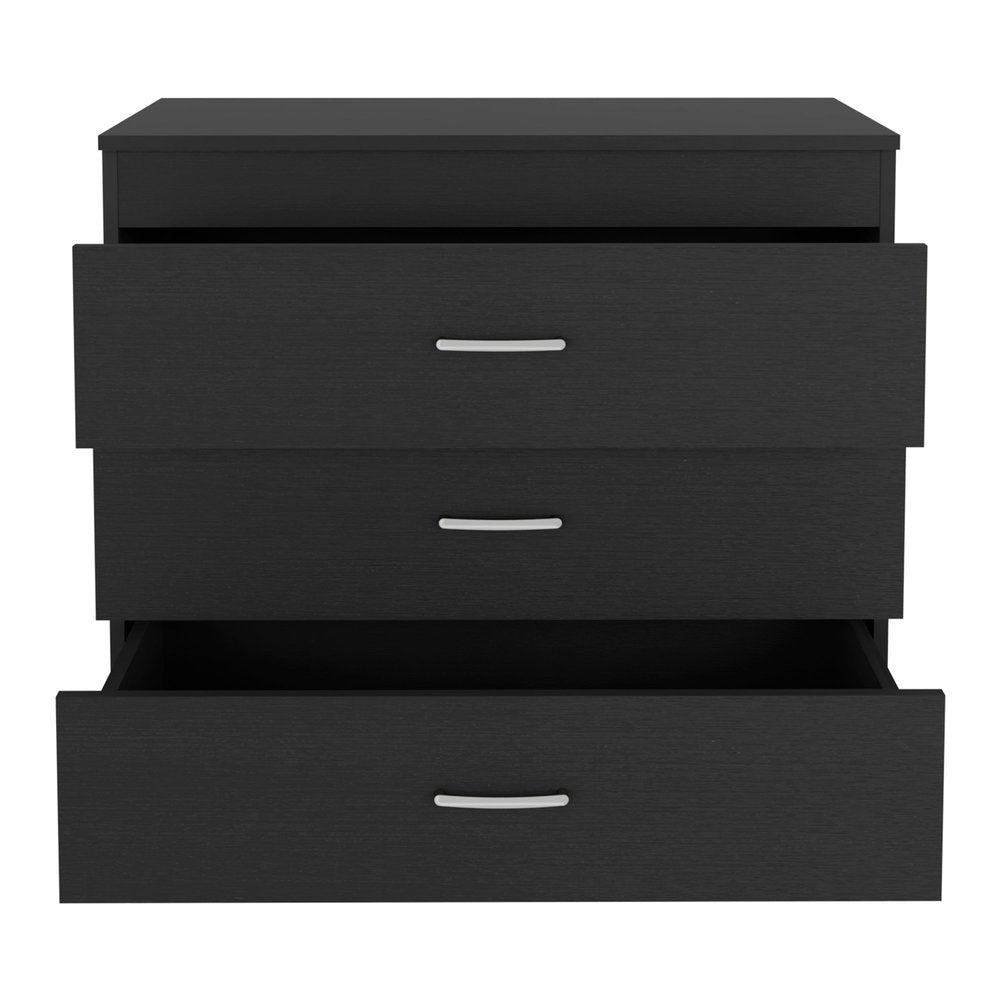 Black Wood Three Drawer Dresser - 31-inch