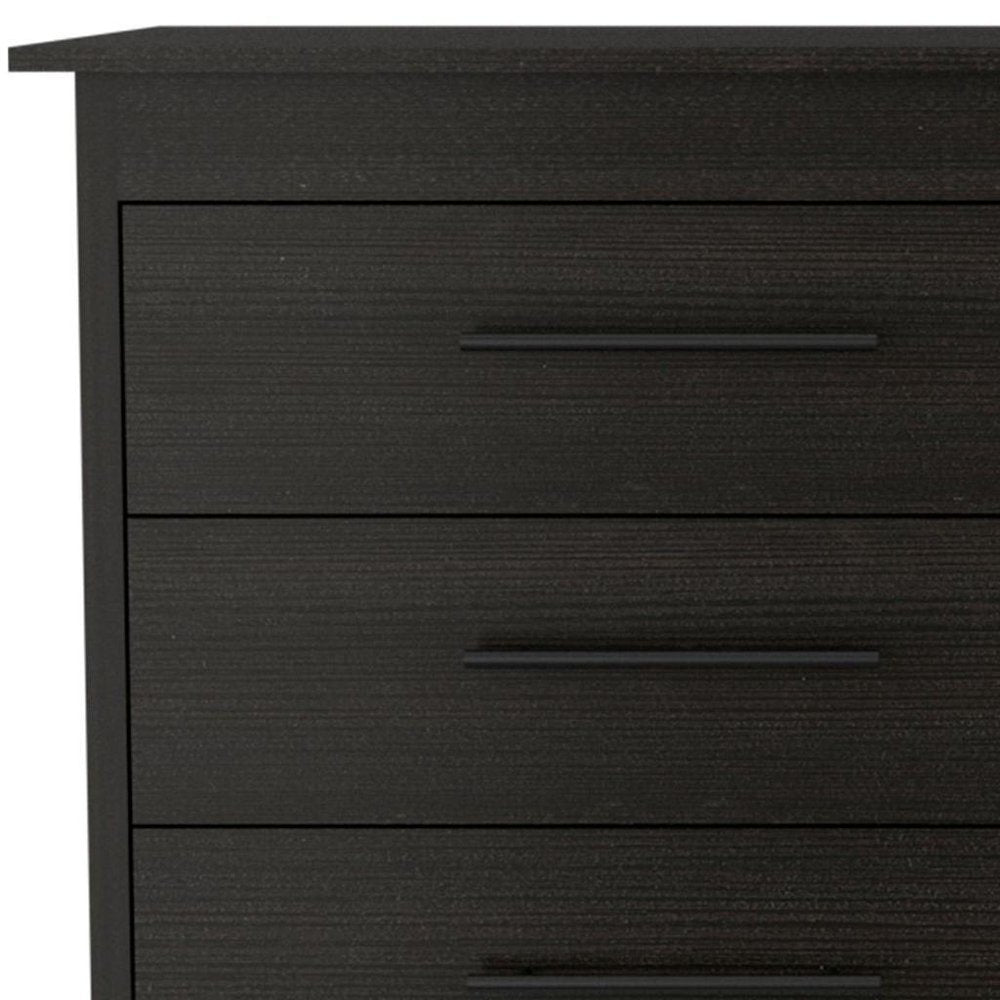 Black Wood Six Drawer Double Dresser - 59-inch