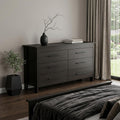 Black Wood Six Drawer Double Dresser - 59-inch