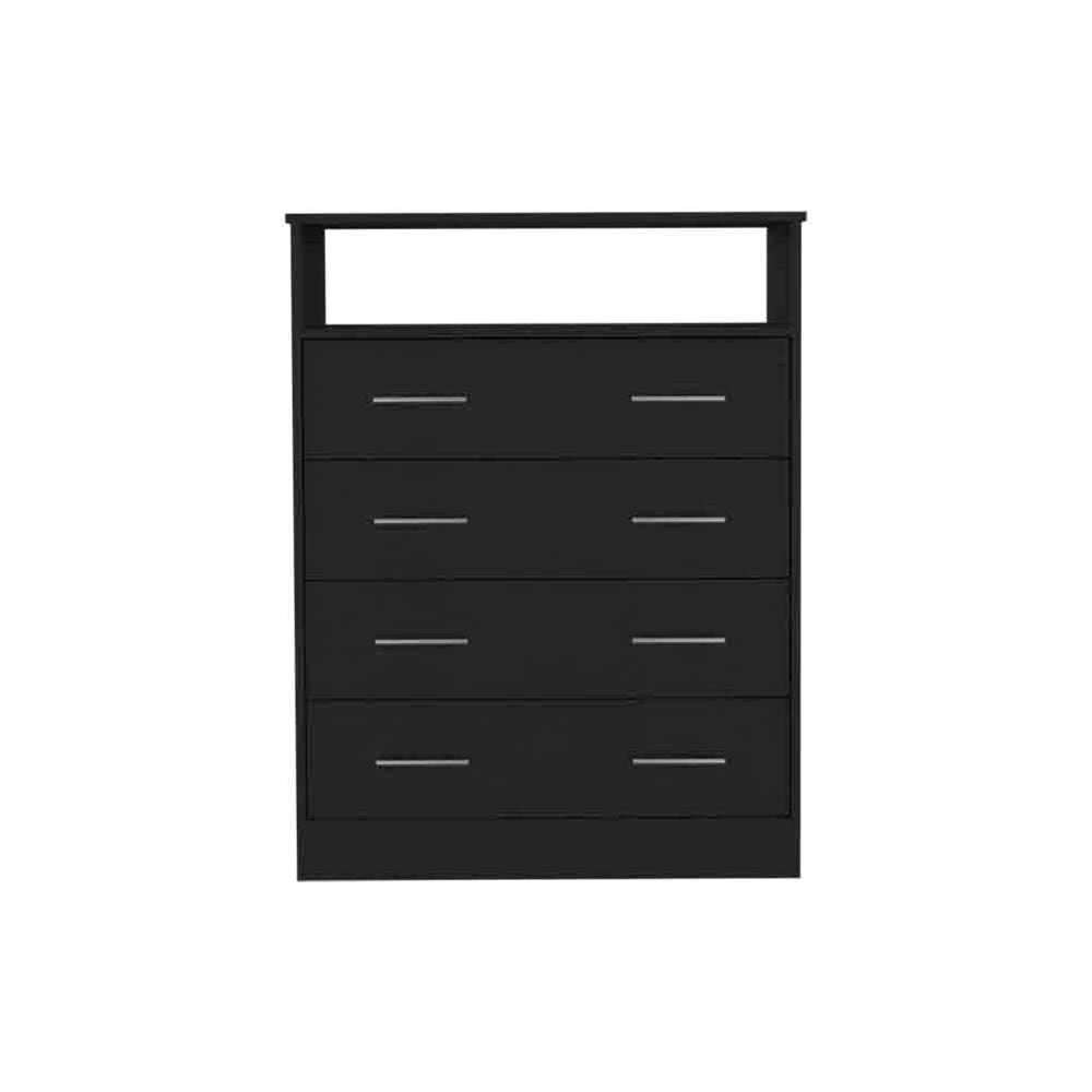 Black Wood Four Drawer Dresser - 33-inch
