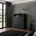Black Wood Four Drawer Dresser - 33-inch