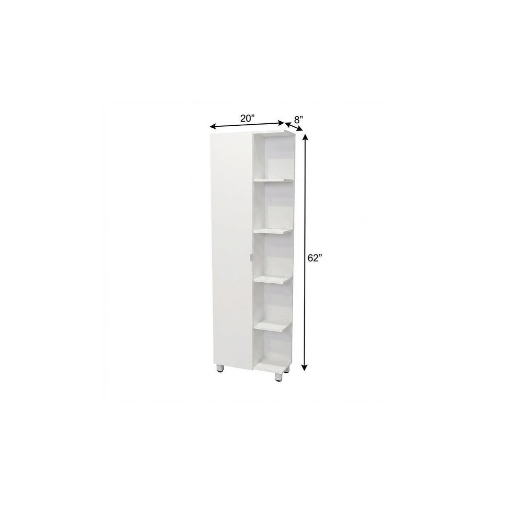 White Wood Corner Accent Cabinet with Single Door - 20-inch
