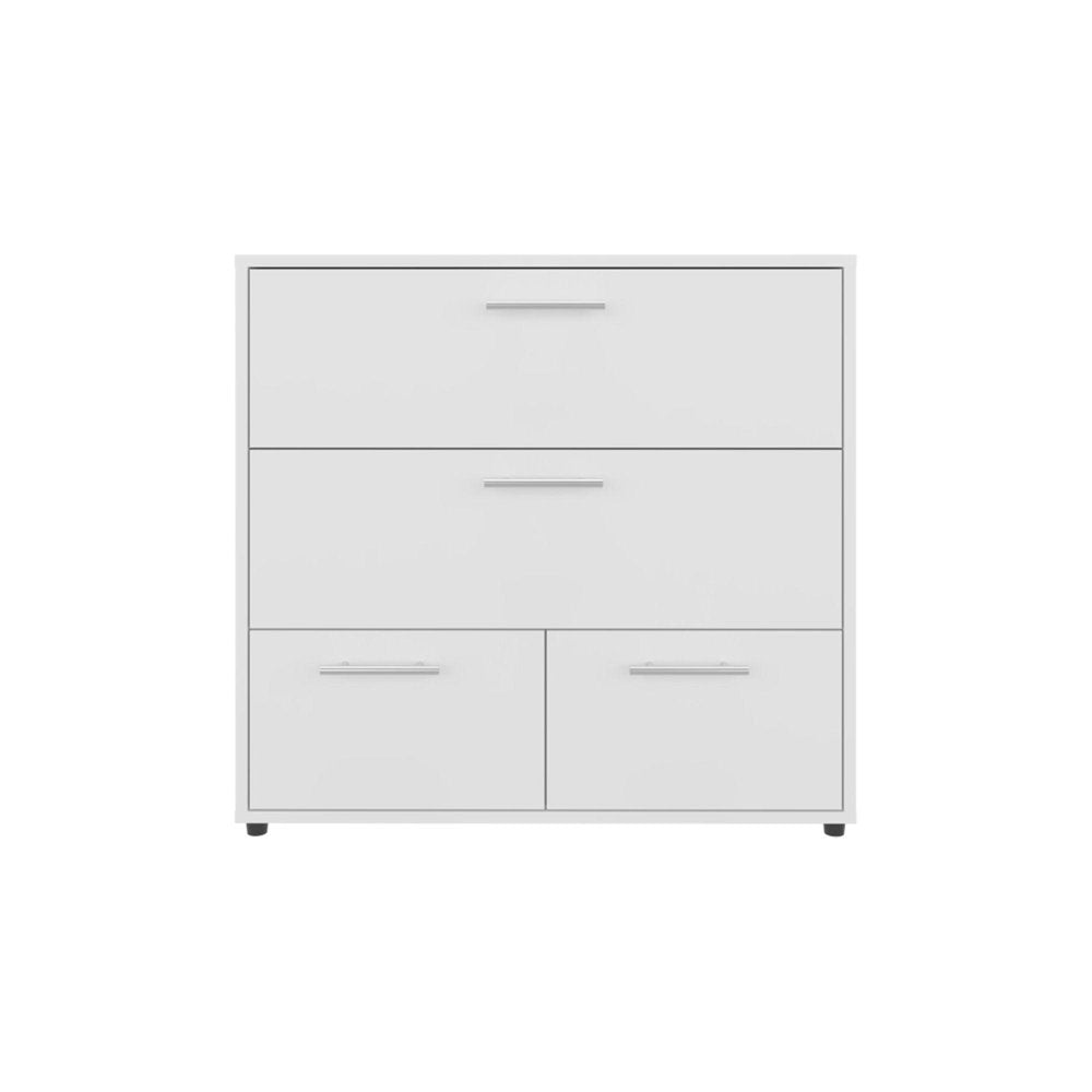 White Wood Three Drawer Double Dresser - 24-inch