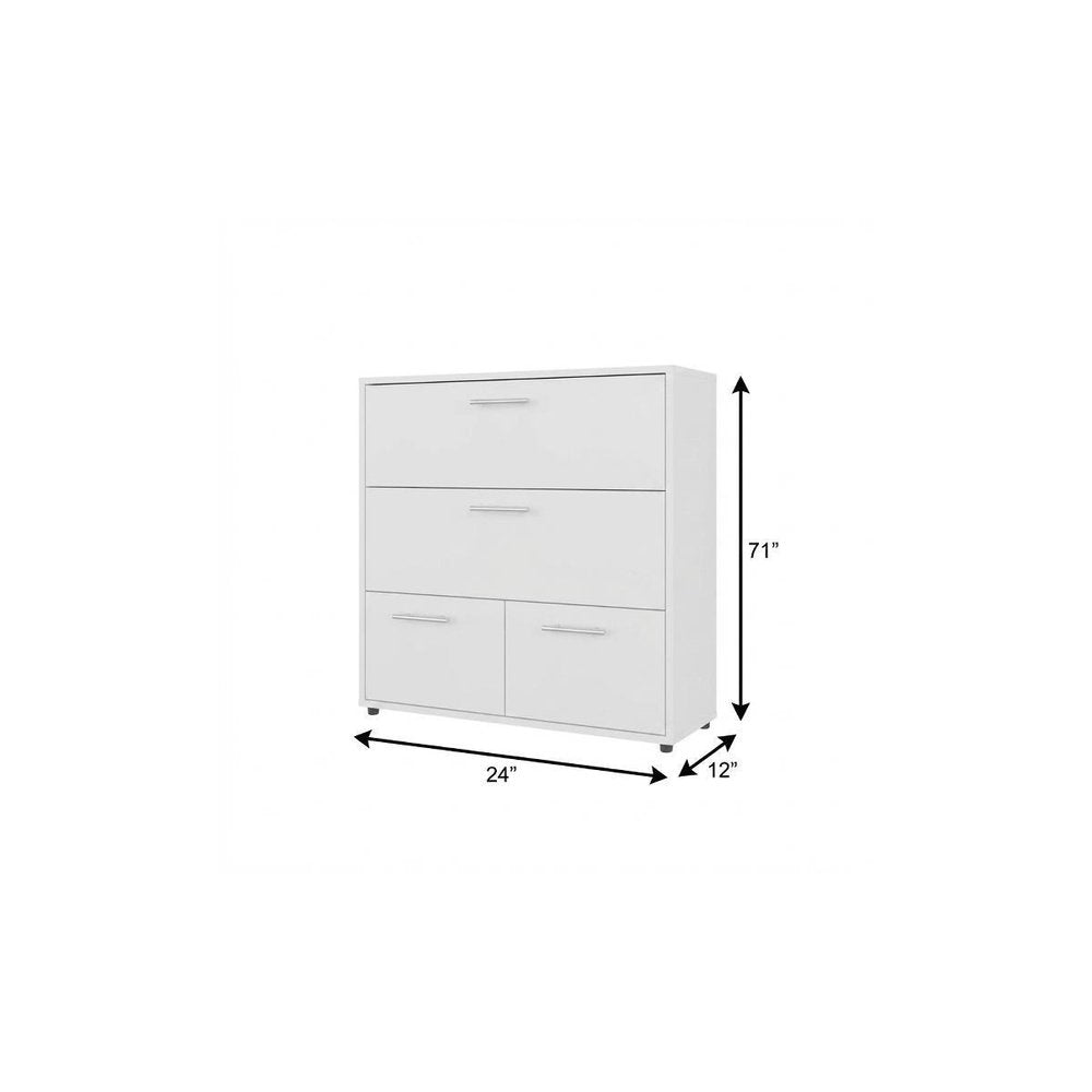 White Wood Three Drawer Double Dresser - 24-inch