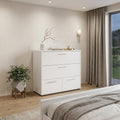 White Wood Three Drawer Double Dresser - 24-inch