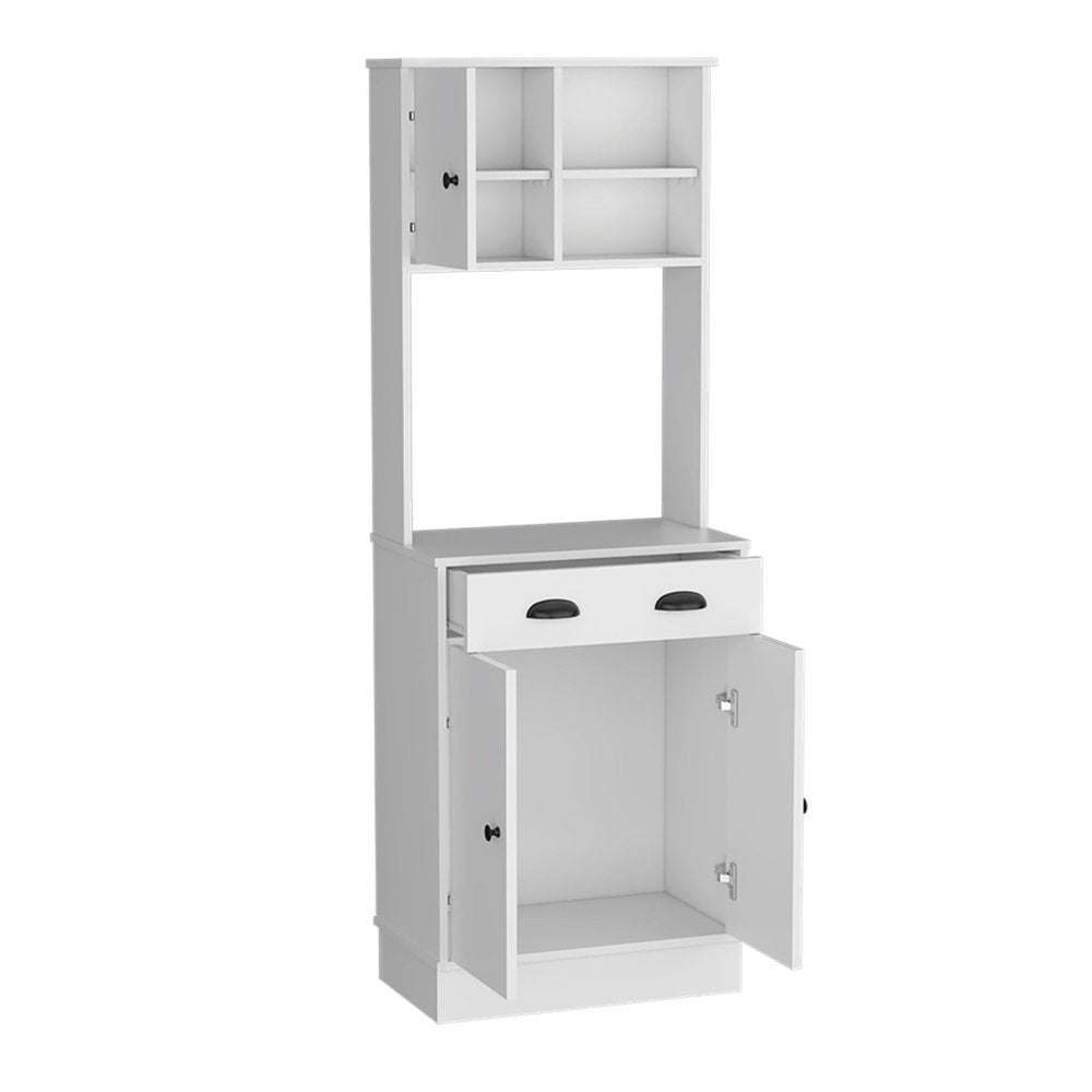 White Wood Three Door Pantry or Storage Closet - 67-inch