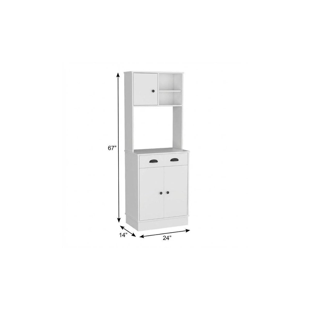 White Wood Three Door Pantry or Storage Closet - 67-inch