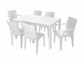 Seven Piece White Plastic Outdoor Patio Set with Table