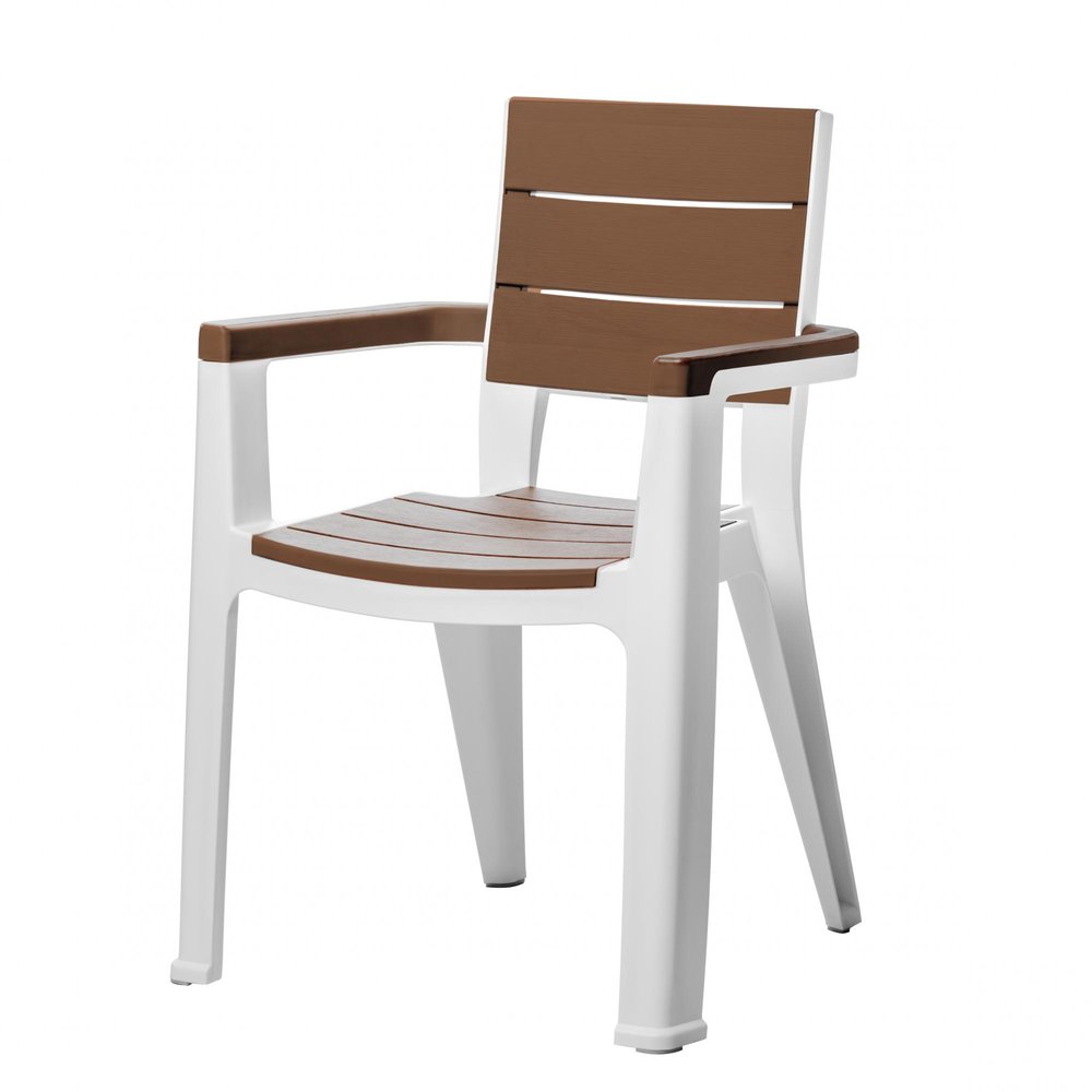 Nine Piece Brown Plastic Outdoor Patio Set with Table