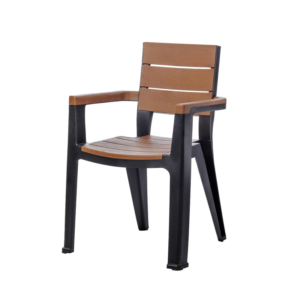Five Piece Black Plastic Outdoor Patio Set with Table