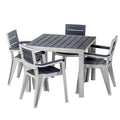 Five Piece Gray Plastic Outdoor Patio Set with Table
