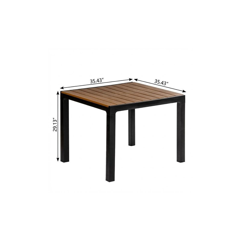 Black Heavy Duty Plastic Square Outdoor Dining Table with Umbrella Hole
