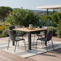 Black Heavy Duty Plastic Square Outdoor Dining Table with Umbrella Hole