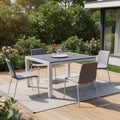 Gray Heavy Duty Plastic Square Outdoor Dining Table with Umbrella Hole - 35-inch