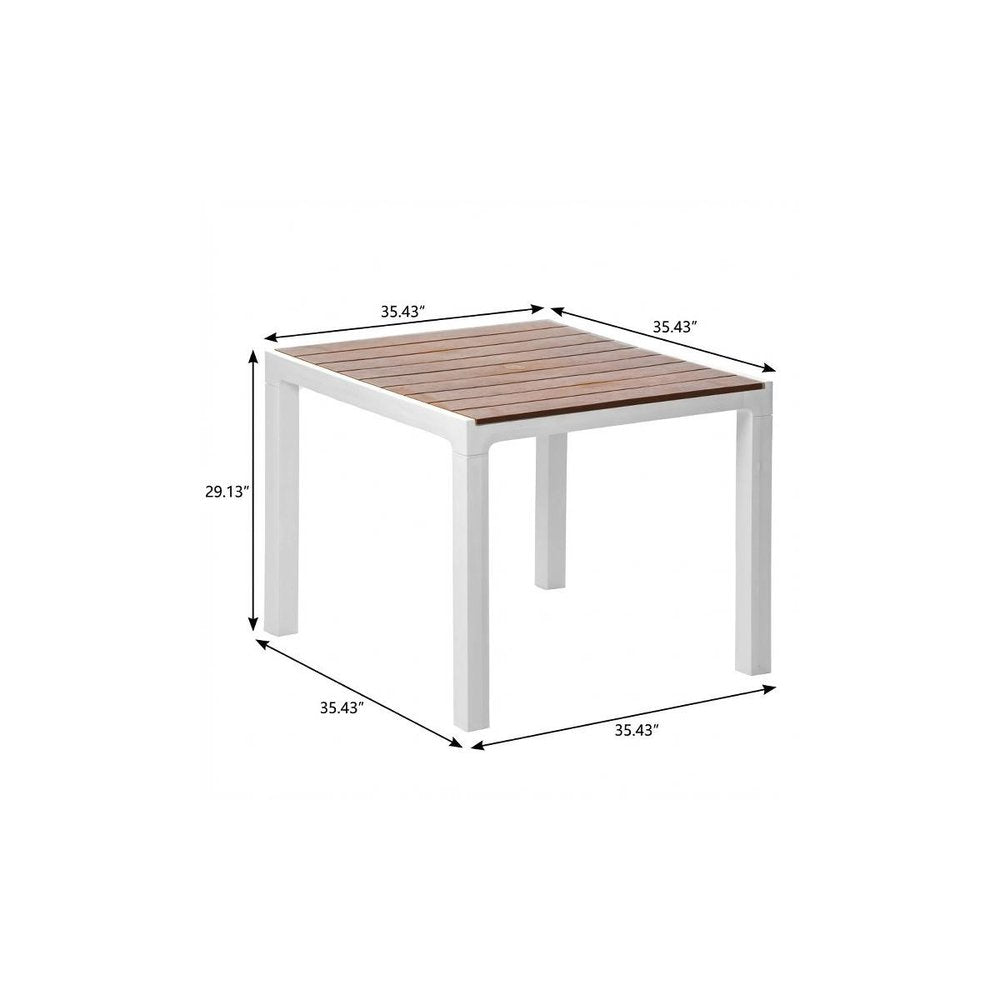 White Heavy Duty Plastic Square Outdoor Dining Table with Umbrella Hole