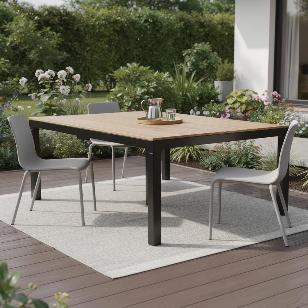 Black Heavy Duty Plastic Folding Outdoor Dining Table with Umbrella Hole