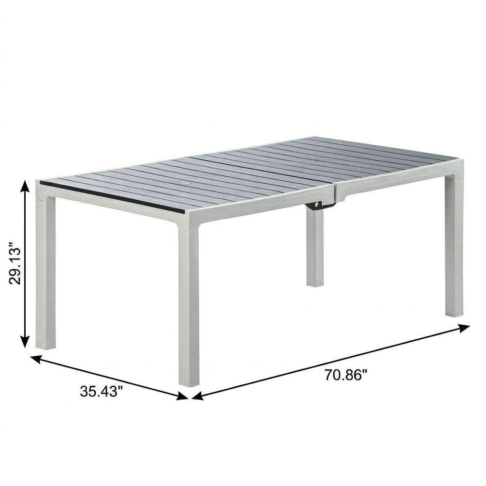 Gray Heavy Duty Plastic Folding Outdoor Dining Table with Umbrella Hole