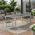 Gray Heavy Duty Plastic Folding Outdoor Dining Table with Umbrella Hole