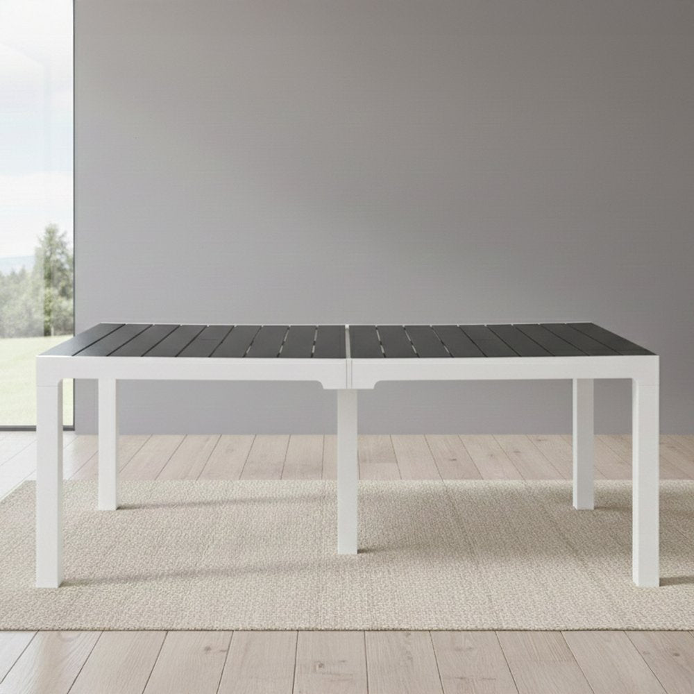 Gray Heavy Duty Plastic Folding Outdoor Dining Table with Umbrella Hole