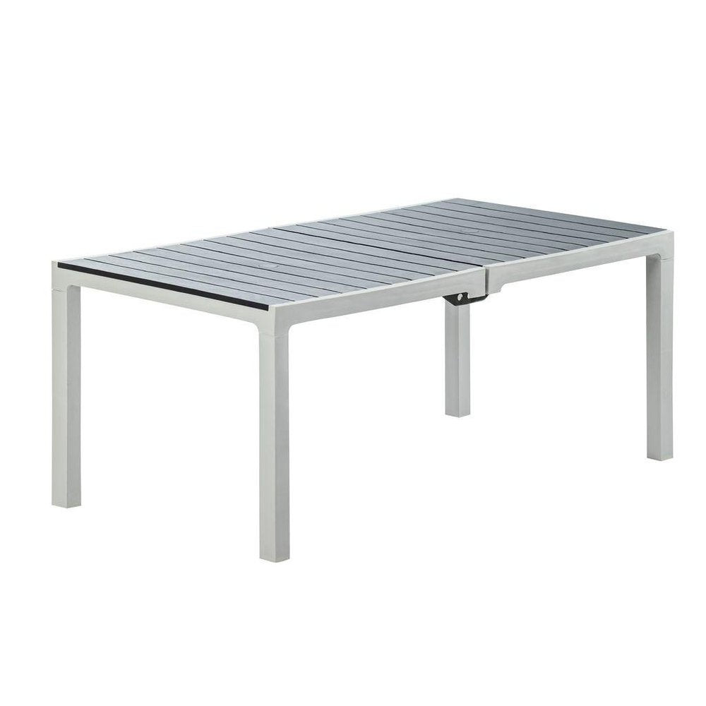 Gray Heavy Duty Plastic Folding Outdoor Dining Table with Umbrella Hole