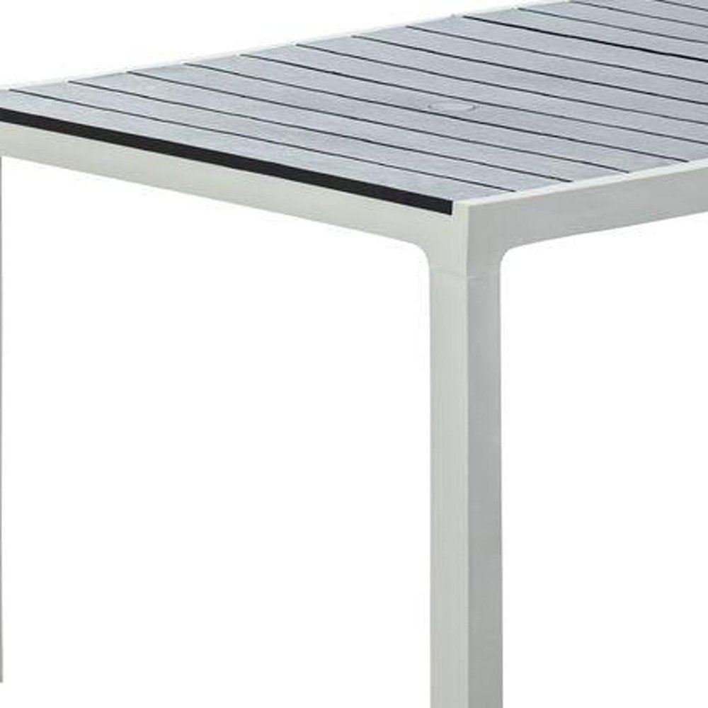 Gray Heavy Duty Plastic Folding Outdoor Dining Table with Umbrella Hole