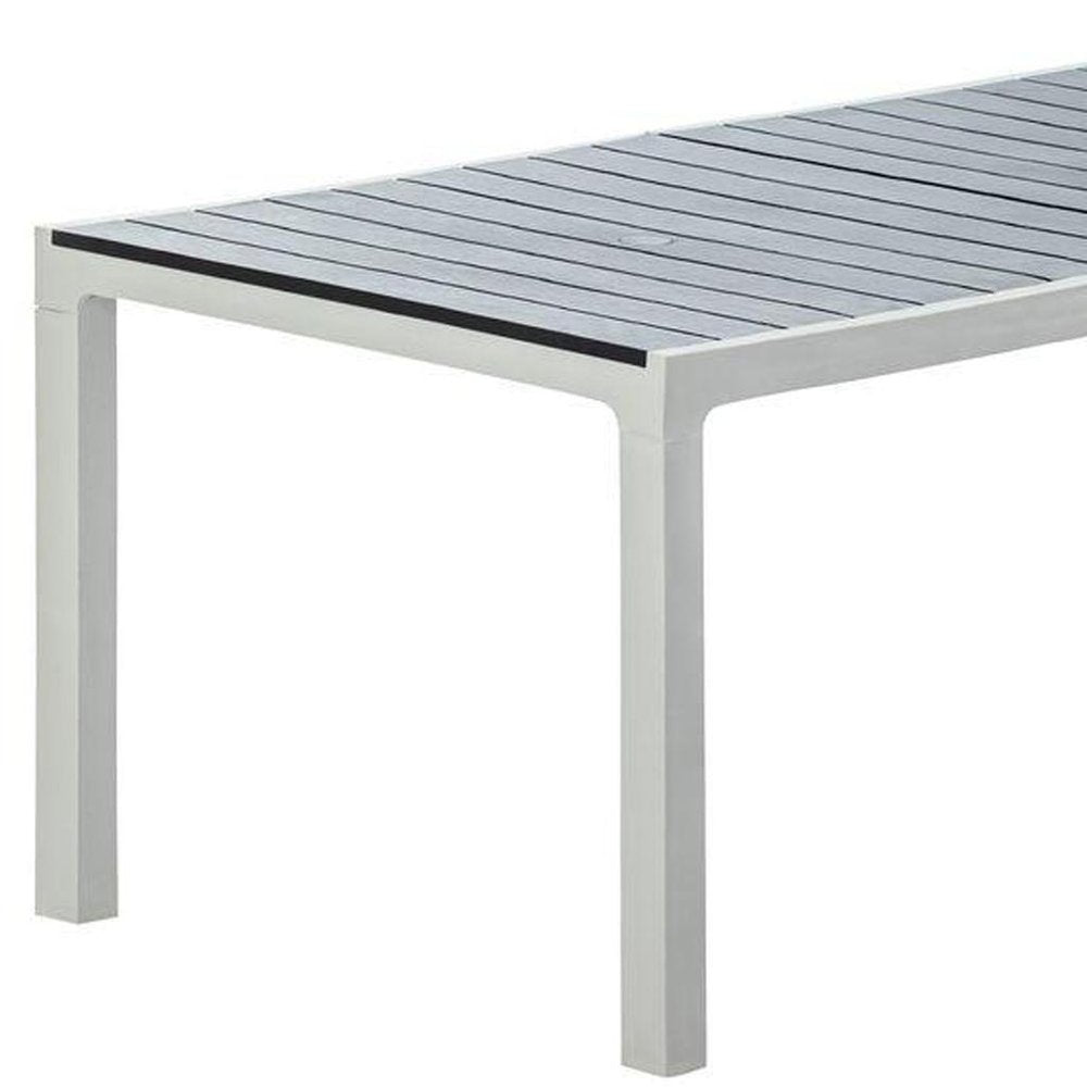 Gray Heavy Duty Plastic Folding Outdoor Dining Table with Umbrella Hole