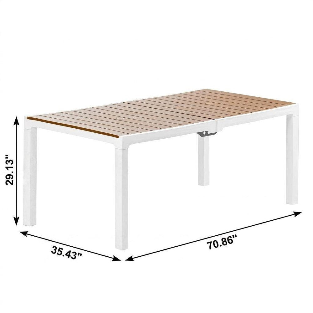 White Heavy Duty Plastic Folding Outdoor Dining Table with Umbrella Hole
