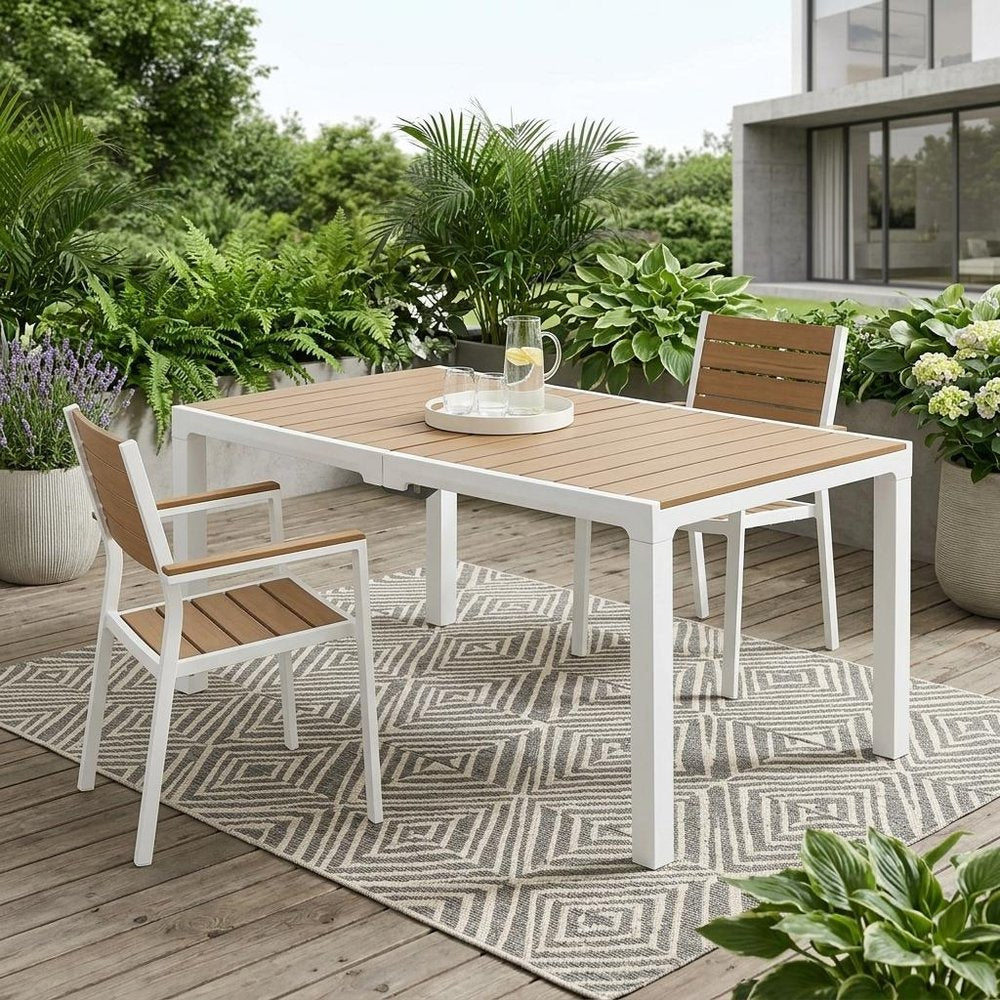 White Heavy Duty Plastic Folding Outdoor Dining Table with Umbrella Hole