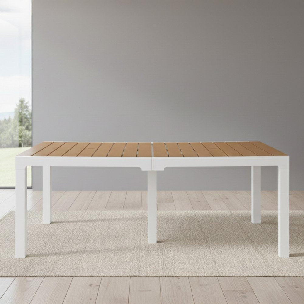 White Heavy Duty Plastic Folding Outdoor Dining Table with Umbrella Hole