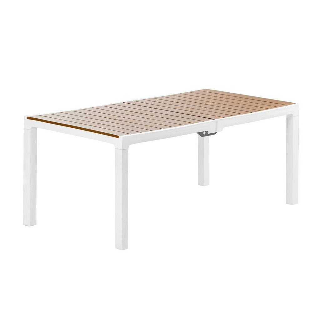 White Heavy Duty Plastic Folding Outdoor Dining Table with Umbrella Hole