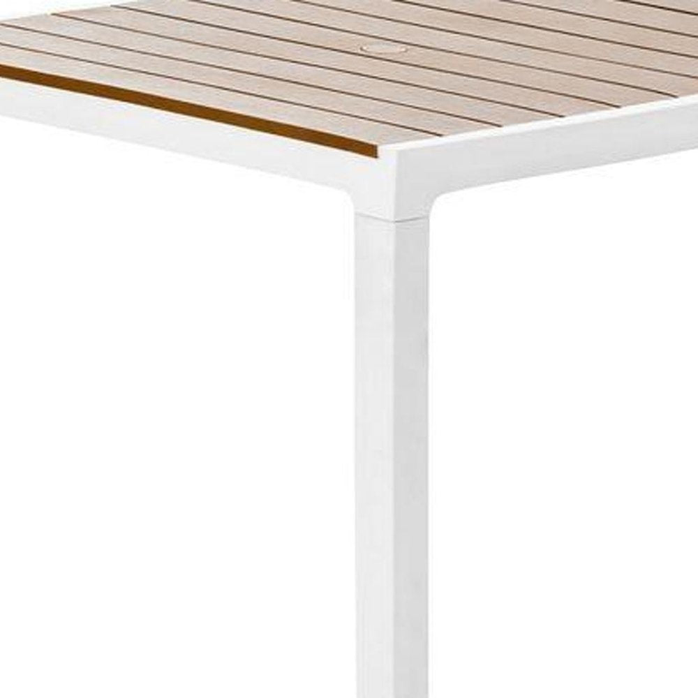 White Heavy Duty Plastic Folding Outdoor Dining Table with Umbrella Hole