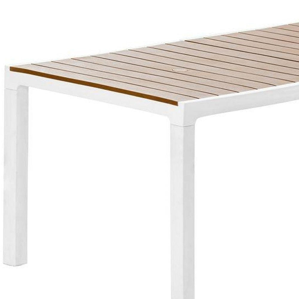 White Heavy Duty Plastic Folding Outdoor Dining Table with Umbrella Hole
