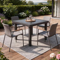 Espresso Heavy Duty Plastic Square Outdoor Dining Table with Umbrella Hole