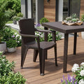 Set of Four Espresso Textured Heavy Duty Plastic Outdoor Stacking Arm Chairs