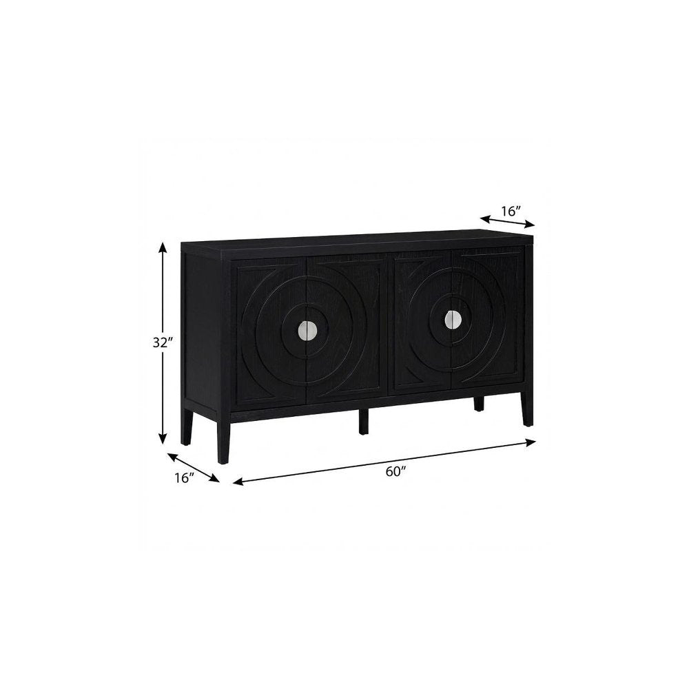 Black Wood Buffet Table with Four Doors - 60-inch