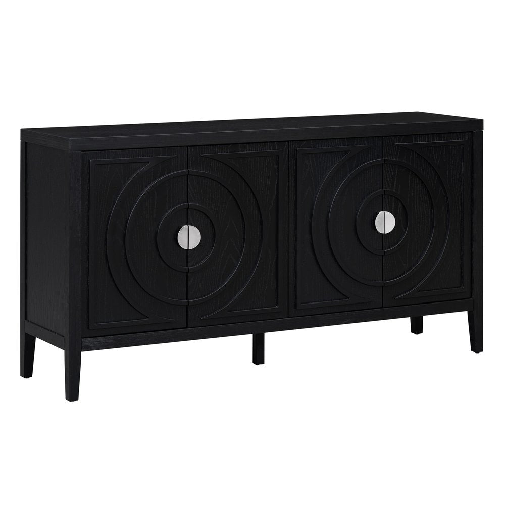 Black Wood Buffet Table with Four Doors - 60-inch