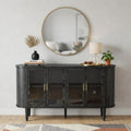 Black Wood Buffet Table with Four Glass Doors - 60-inch