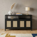 Black Wood Buffet Table with Four Doors - 60-inch