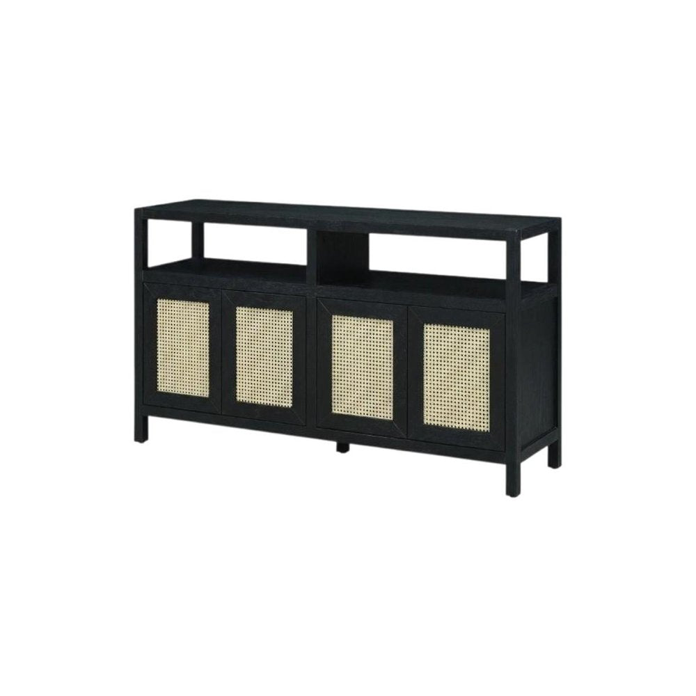 Black Wood Buffet Table with Four Doors - 60-inch