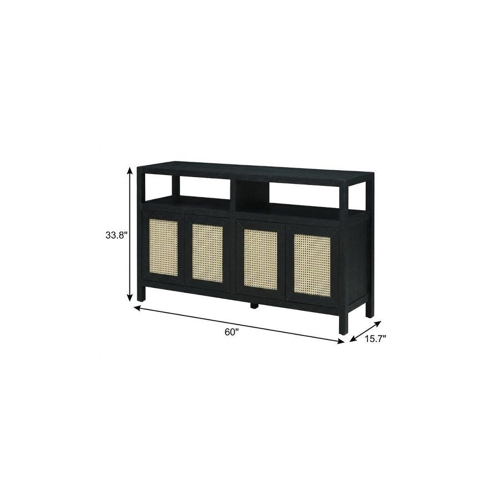 Black Wood Buffet Table with Four Doors - 60-inch