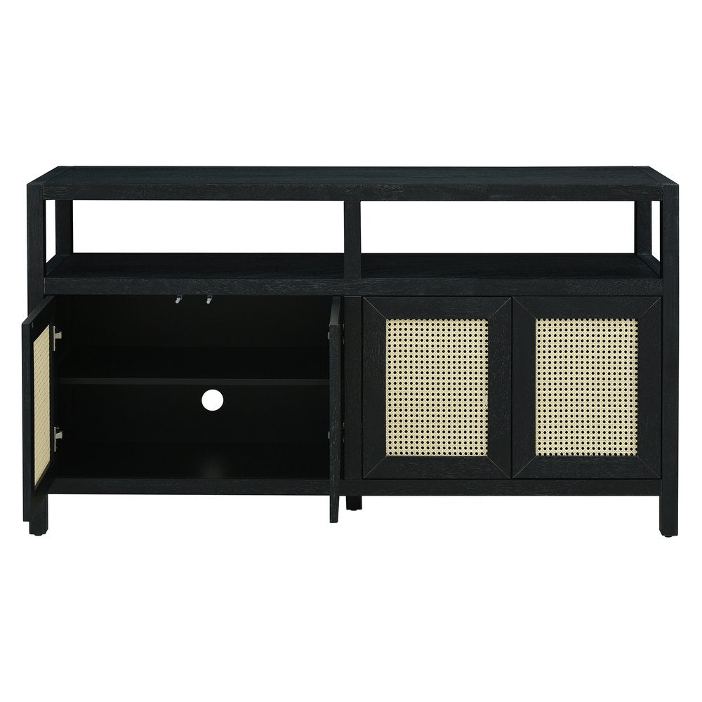Black Wood Buffet Table with Four Doors - 60-inch