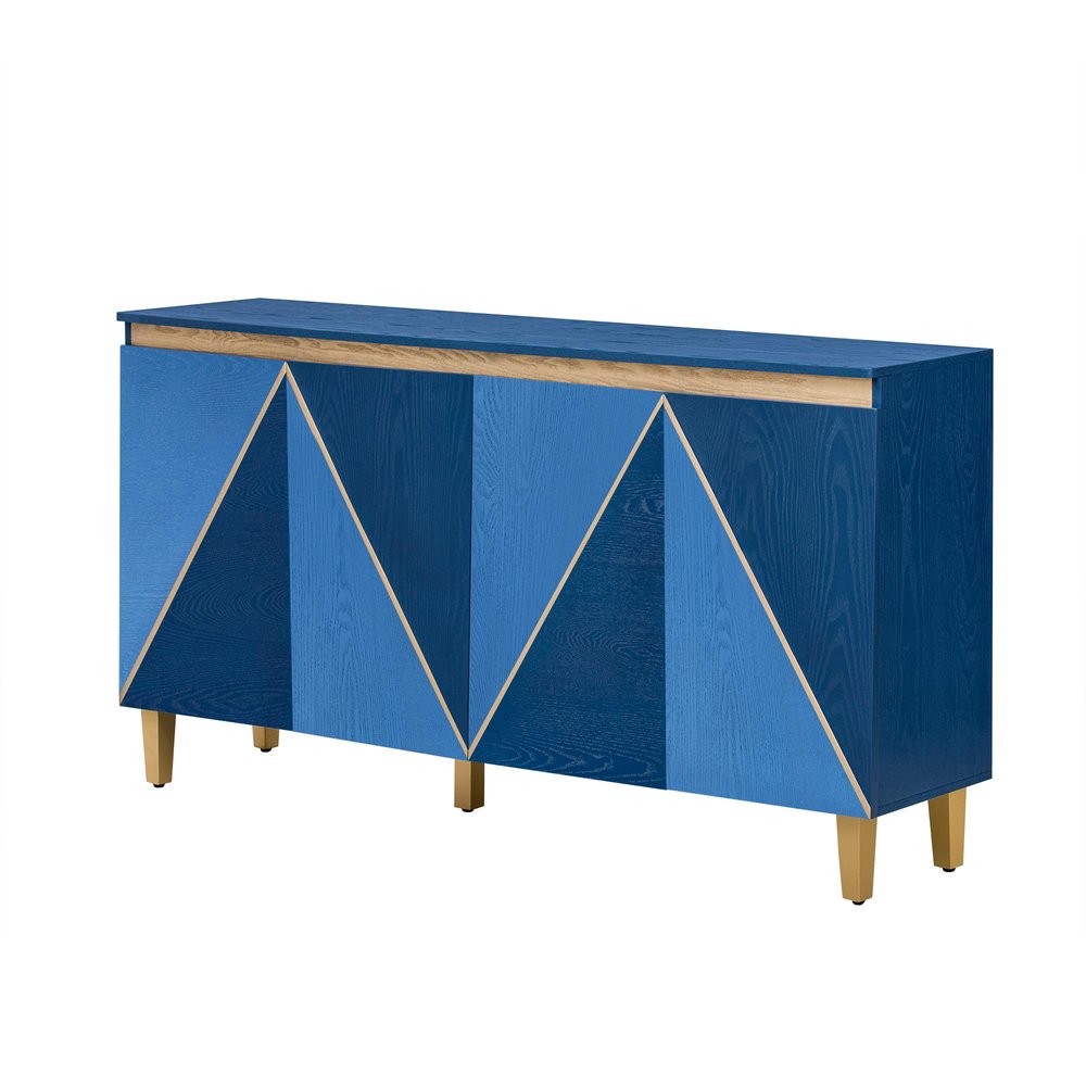 Navy Blue Wood Buffet Table with Four Doors - 60-inch