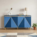 Navy Blue Wood Buffet Table with Four Doors - 60-inch