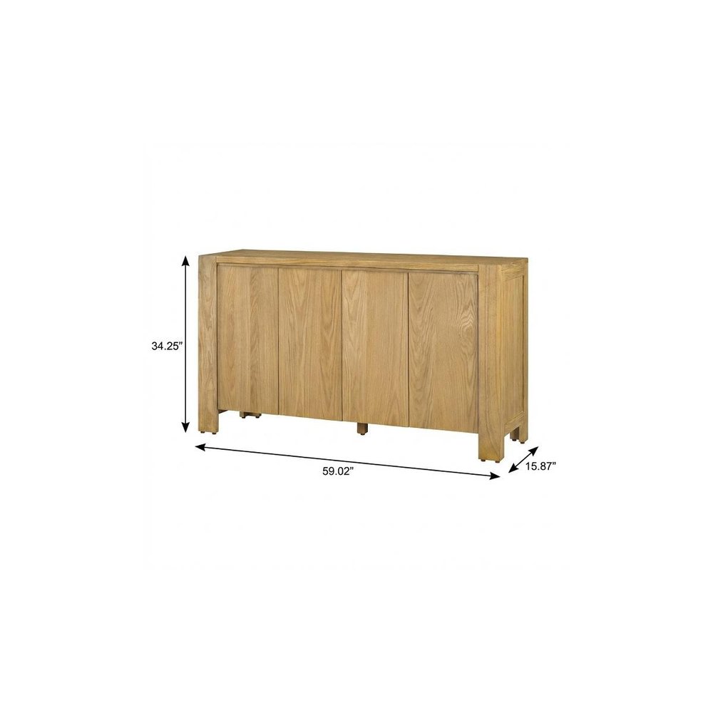 Natural Wood Buffet Table with Four Doors - 59-inch