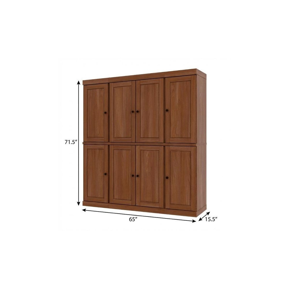 Coffee Solid Wood 8 Two Drawer Pantry or Storage Closet - 72-inch